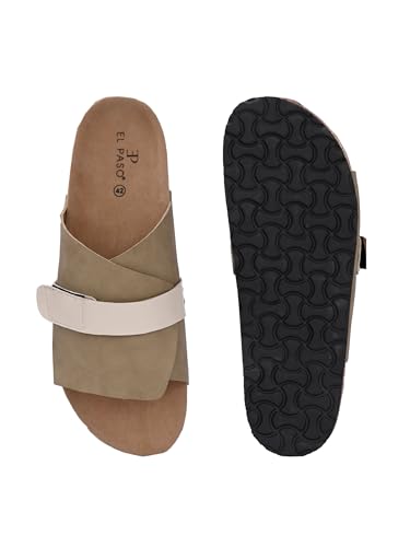 Image of EL PASO Men's Synthetic Leather Birk Chappals Stock Sandal Slippers (Size 6 to 12)