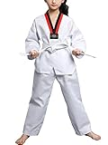 Doomiva Karate Uniform with Belt Taekwondo Gi Uniform for Kids Long Sleeve Tee Top with Pants Belt W