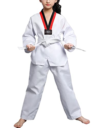 Doomiva Karate Uniform With Belt Taekwondo Gi Uniform For Kids Long Sleeve Tee Top With Pants Belt White 3-4 Years #TOP3