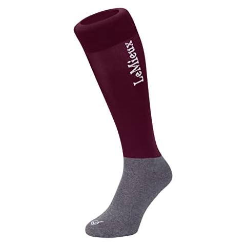 LeMieux My Competition Horse Riding Socks in Burgundy with Closely Woven Foot, Topside Seam and Micro Weight Stretch - Twin Pack - Medium Cover
