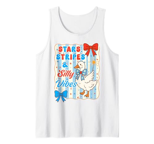 4th Of July Silly Goose Coquette Stars Stripes & Silly Vibes Tank Top