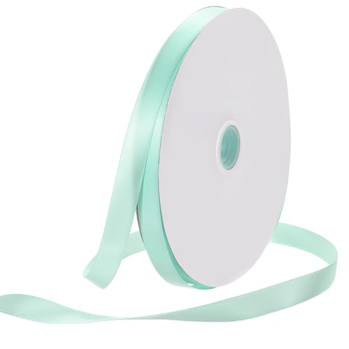 Rebower 100 Yard Satin Ribbon Thick Double Face Grosgrain Silk Ribbon, [for Gift Wrapping, Hair Bows, Wedding, Cake, Flower] - 0.6"(15mm)/Aquamarine Blue