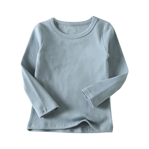 Kids Crewneck Base Shirts Fashion Thin Fleece Sweatshirt Loose Soft Solid Long Sleeve Pullover Tops for Boys Girls2