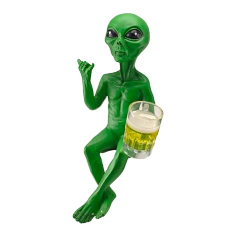 Estatua Alien con Vaso de Cerveza Decorativa
