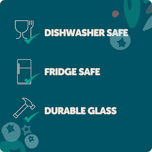 OATOLOGY Glass Overnight Oats Jar Glass Container with Lid | Overnight Oats Container Breakfast Pots Mason Jars Containers with Spoon Over Night Chia Pudding Granola Yoghurt Porridge Pot Lids | 1 pack