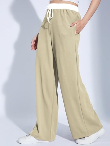 Image of Selvia Women's High Rise Solid Lycra Full Elastic Regular Fit Straight Trouser