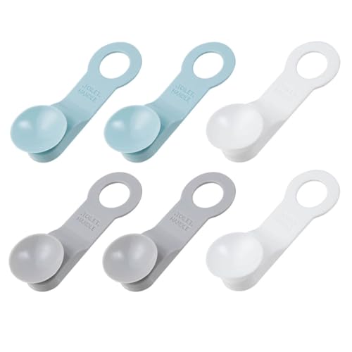 jojofuny 6 Piezas Elevador de Tapa WC Asa Anti-Contacto Portátil para Asiento Inodoro Fácil Instalación Ligero y Práctico Compatible Mayoría de Tapas Colores Blanco Gris y Azul