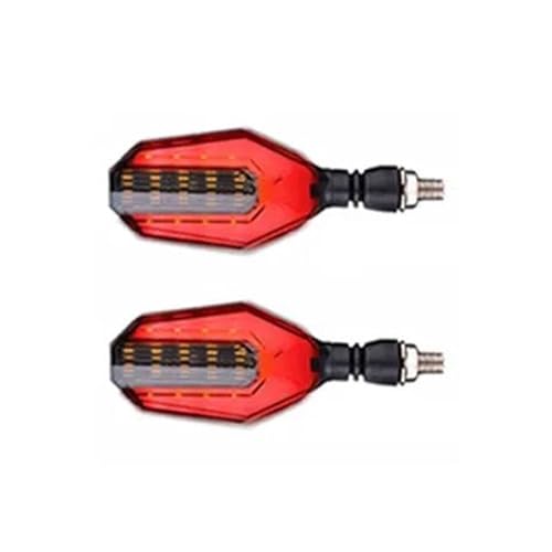 Clignotant de moto LED rouge étanche universel avec feu stop arrière intégré, Lot de 2