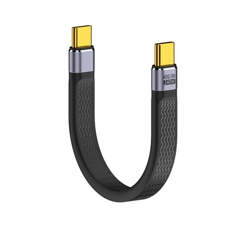 USB 4.0 Type C to Cケーブル 40Gbps 高速データ伝送PD対応240 W/5 A急速充電8K@60Hzビデオ出力Type C to C 13 cmフラットケーブルThunderbolt 3/4をサポートし、Mac Book Pro、Nintendo Switch、Samsung Galaxy S 8などの USB Cデバイス