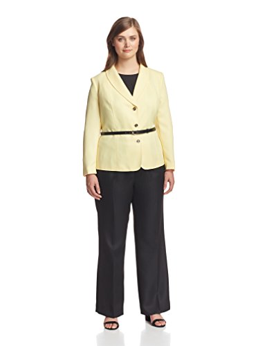 Tahari Arthur S. Levine Plus 2-Piece Suit Black/Yellow 22W #TOP2