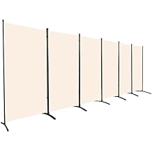Room Divider 6FT Folding Privacy Screens, 6 Panel Partition Room Dividers w/Freestanding Design, Portable Wall Divider for Room Separtation, Fabric Screen Panel for Home Office Bedroom Dorm