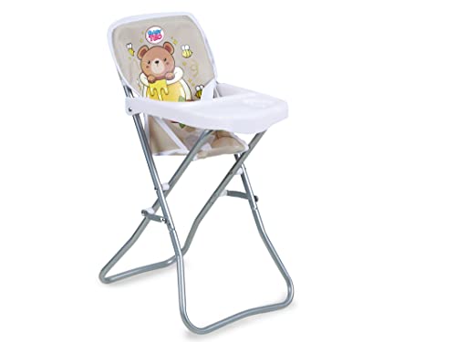 Teorema Giocattoli - Trona de juguete para muñecas con estructura de metal, asiento para muñecas de 54 cm de altura, cosido de tela, con bandeja y porta tazas