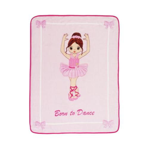 Image of EVERYDAY KIDS Toddler Throw Blanket - 30 inch by 40 inch - Ballerina Born to Dance - Super Soft, Plush, Warm and Comfortable