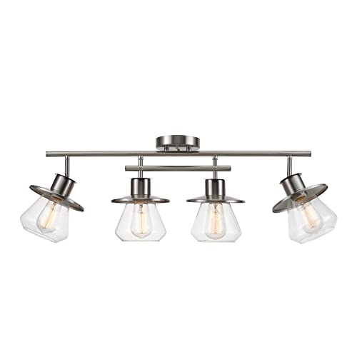 Globe Electric 57504 4-Light Track Lighting, Brushed Nickel, Center Bar Detail, Clear Glass Shades by Globe Electric - Image 6