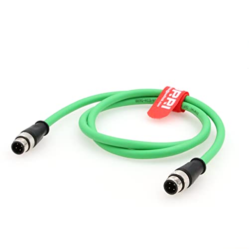 Cable M12 D-Code macho a macho apantallado Cat5 de 1 metro para conexión Ethernet industrial 3