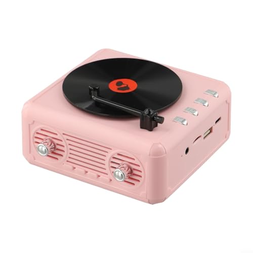 Radio FM BT vintage, pequeñas radios portátiles con altavoz integrado USB de 5 W, reproductor retro para picnics, fiestas (rosa)
