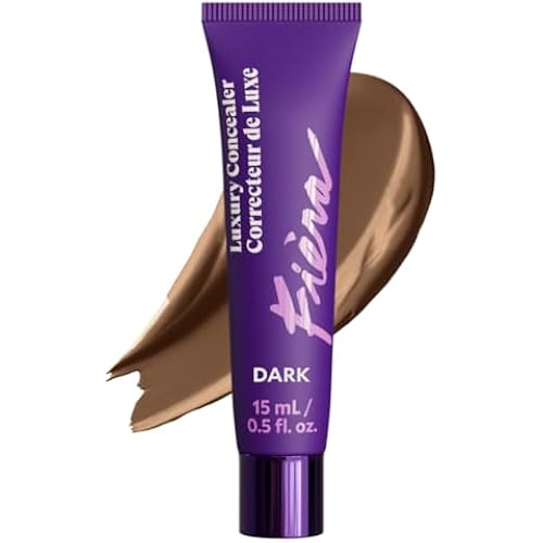 Fièra Luxury Concealer & Foundation with Anti-Aging Ingredients - Full Coverage for Dark Circles, Wrinkles, Fine Lines, and Spots, All-Day Wear For Mature Skin - Dark, 0.5 FL. OZ. / 15 ML