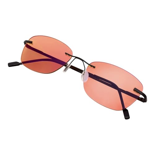 BRADDELL FL-41 Rose Tinted Migraine Light Sensitivity Rimless Glasses for Fluorescent LED Glare, Photophobia and Eye Strain3