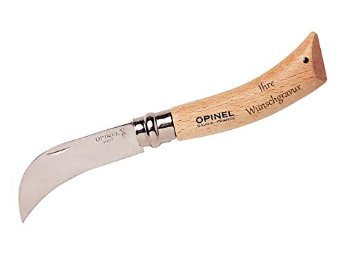 OPINEL Gärtnermesser, rostfrei, Buchenholzgriff (mit Gravur auf dem Griff, 11 cm)
