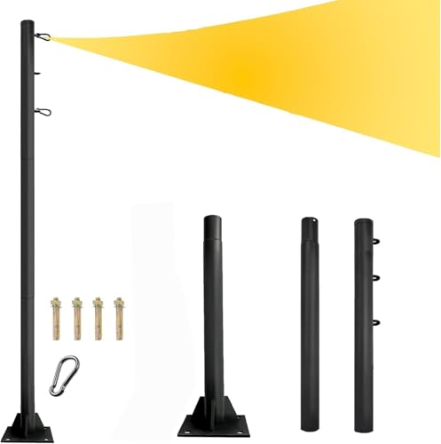 2026 Upgraded Sun Shade Sail Pole 9.5Ft Outdoor Sunshade Sail Post Support Awning Canopy Heavy Duty Metal Pole Kit for Outside Patio Garden Deck Playground Backyard (Cement Land use, 1)