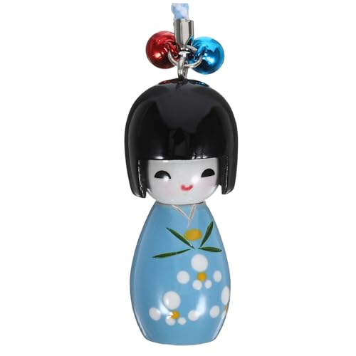 VILLCASE Japanese Doll Key Pendant Keychain Cartoon Decor Wooden Kimono Puppet for Party Present Color
