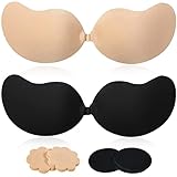 Sticky Bra Push Up for Women 2 Pair, Adhesive Invisible Lifting Bra, Backless Strapless Bras for Wed