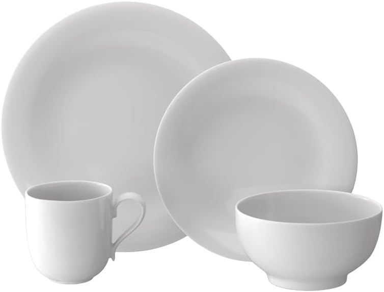 New Cottage Basic 4 Piece Place Setting, White | Porcelain place setting in the New Cottage Basic collection's soft, organic form, a housewarming gift