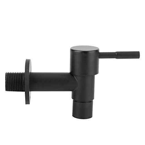 Grifo de agua de baño negro con rosca macho G1/2 pulgadas, grifo de frío simple rápido de acero inoxidable, utilizado para baño familiar, piscina, balcón, cocina, etc. (negro), acero inoxidable rápido