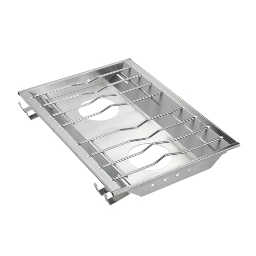 CAMPINGMOON Dual Canister Top Stove Plate Stainless Steel Frame IGT Table Top Gas Burner– Windproof Recessed Design for Camping CK-50PG (Gas stove not included)