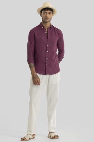 Image of SNITCH Aurelio Magenta Plain Linen Shirts