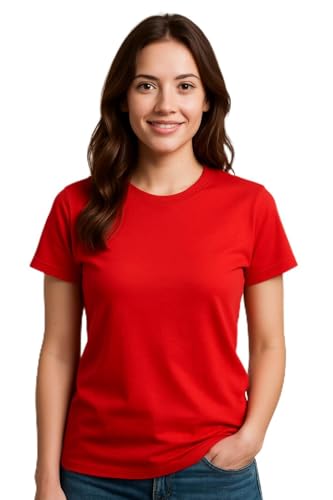 Image of Women's Solid Round Neck Half Sleeves Polyester T-Shirts, Moisture Wicking t-Shirt (Pack of 1)