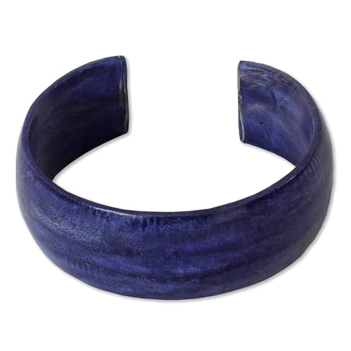 Bracelet manchette en cuir avec fermeture ajustable manchette bleue