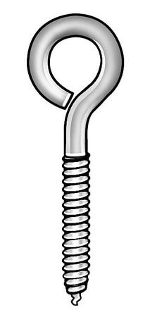 Eyebolt, 1/4In, 1/2In, Wood Screw, PK10