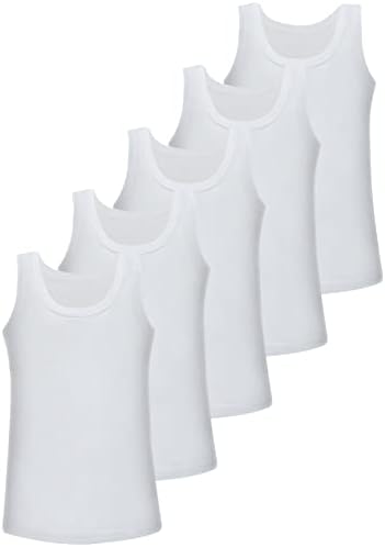LOREZA ® 5 Pack Boys Undershirts 100% Cotton Without Side Seam Tank Top