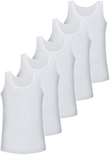 LOREZA ® 5 Pack Boys Undershirts 100% Cotton Without Side Seam Tank Top