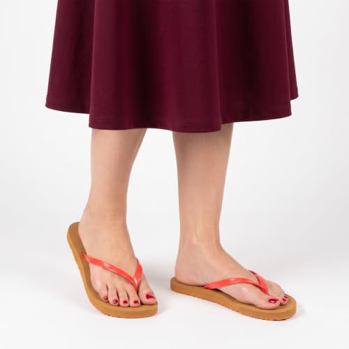 Image of Womens Slim Leather Flip Flops Beach Thong Sandals