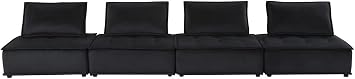 Lilola Home Anna Black Velvet 4-Seater Modular Sofa