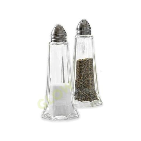 Glow Traditional Salt & Pepper Shaker - Set of 2 Glass Lighthouse Design with Easy Screw Cap - Perfect for Dining Table Home Restaurant Café - Ideal Container to Serve Condiments Spices or Seasonings Cover