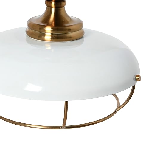 Robert Stevenson Lighting - Presley Caged Dome Metal Semi-Flush Mount Ceiling Light, Brushed Brass and White by Robert Stevenson Lighting - Image 6