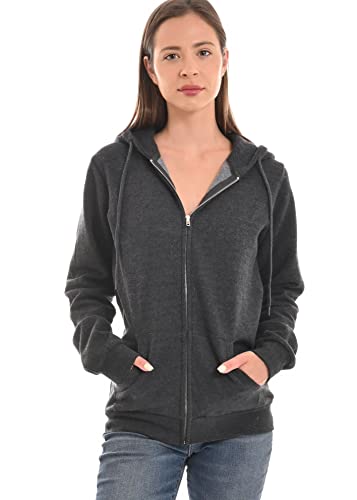 Esstive Women's Ultra Soft Fleece Long Sleeve Active Cozy Lightweight Oversized Full-Zip Hooded Jacket, Charcoal, X-Small #TOP5