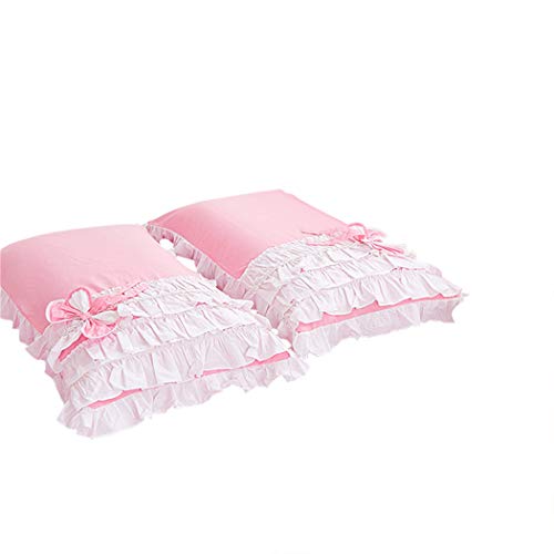 Lotus Karen Shaggy Chic Ruffle 3-Piece Duvet Cover Set- Soft Cotton Girls Bedding With Cute Bow-Knots-Sweet Pink Princess Bed Set Twin Size(1Duvet Cover/2Pillowcases) #TOP1