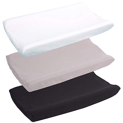 Belsden 3 Pack Microfiber Soft Changing Pad Cover, with 2 Considerate Safety Belt Holes, Durable Diaper Change Table Sheet Set f