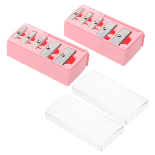Sacapuntas para lápices de maquillaje Mikinona rosa con 5 agujeros y alta eficiencia