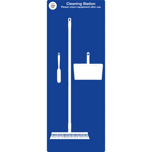 Floor Sweeping Cleaning Station Shadow Board (Blue- with products)