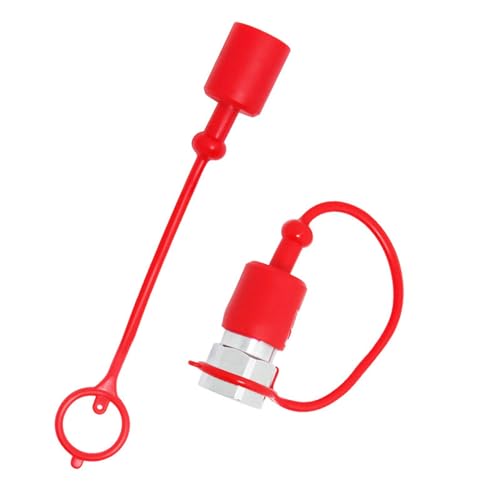 1 Satz von Hydraulischen Koppler Staub Kappe Stecker Set, Männlich Weibliche Schnell Verbindet Armaturen Rot Kappe Befestigt zu Schlauch, Rote Pvc Abdeckungen FüR Gartenanwendungen