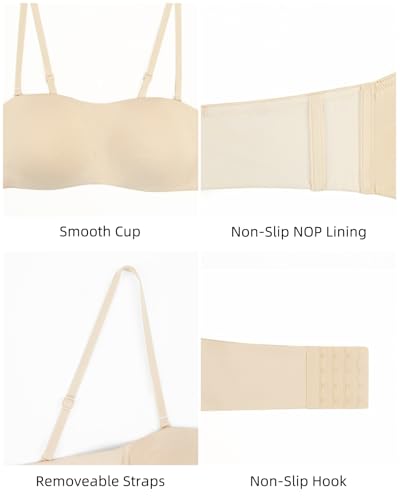 Image of Organic Cotton Strapless Bra for Women Padded Bra for Small Breasted Women