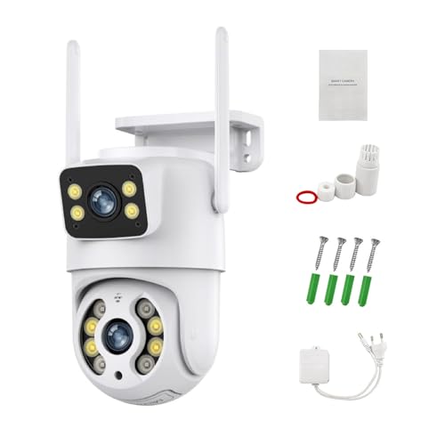Câmera de Vigilância WiFi 6MP com Dupla Lente, Visão Noturna em Cores, Resistente à Chuva e Monitoramento Inteligente para Segurança Residencial