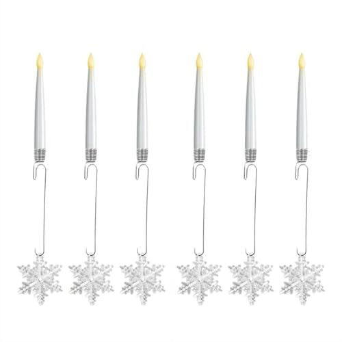 Lot de 6 bougies à DEL pour sapin de Noël télécommandées avec crochet en cristal | Bougies à piles sans flamme vacillante à lumière chaude | Décorations sans danger pour les fêtes et cadeaux de