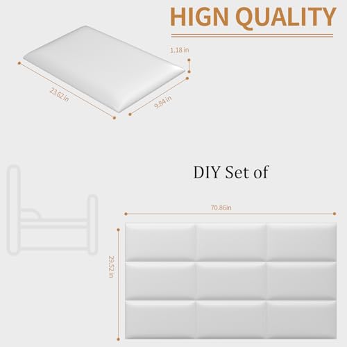 Image of Headboards Wall Panel for Queen and King, Self-Adhesive 3D Upholstered Panel for Bedroom /Living Room (9 Pieces 9.84 in x 23.6 in)