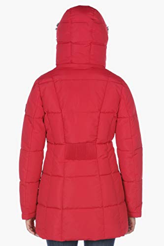 Nautica Womens Heavyweight Puffer Jacket With Faux Fur Lined Hood Down Alternative Coat, Vintage Nautica Red, X-Small Us #TOP5